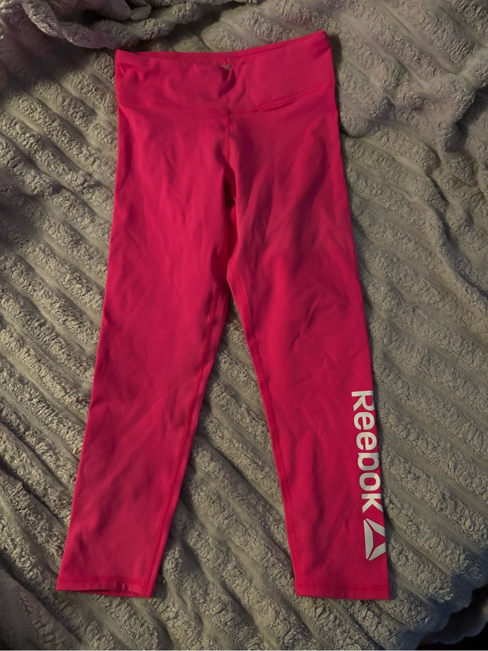 Girls Reebok Hot Pink Active Leggings with White Logo
